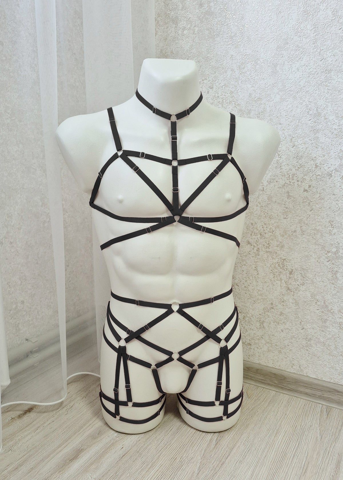 Vali men - black collar chest harness set