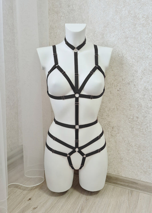 Tyr - black fullbody women harness