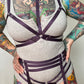 Persephone II - purple cage bra and leg garter belt harness lingerie