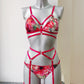 Celia - red floral women lingerie set