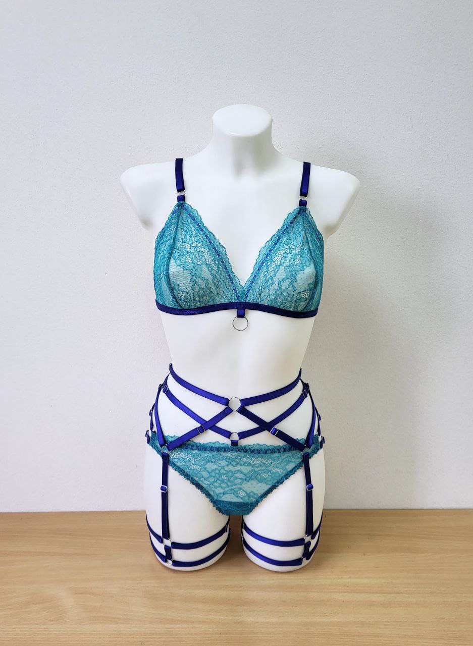 Isolde - blue lace women bra and panty set