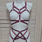 Sif - burgundy female harness lingerie set