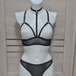 Skadi - black mesh crotchless lingerie set women