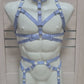 Banshee men - light blue full chest harness and leg garter belt harness set