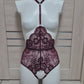 Calliope - burgundy sheer lace bodysuit