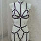 Thor - purple women harness bodysuit with cage bra
