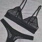 Ella - black mesh transparent women lingerie set