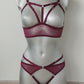 Frigg - wine transparent open lingerie set for women