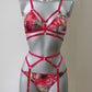 Celia - red floral women lingerie set