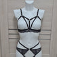 Frigg - black open lingerie set crotchless panties