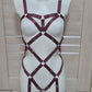 Urania - wine full body harness with leg garters