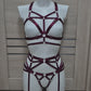Chaos - burgundy harness lingerie set