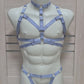 Banshee men - light blue chest harness and open panties set