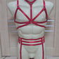 Persephone men - red chest harness and leg garter belt