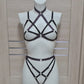 Mara II - cage bra collar harness and open panties set