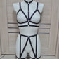 Zhiva - navy blue harness lingerie set with leg garter belt
