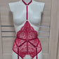 Calliope & Fulla - red open bodysuit with leg garter belt